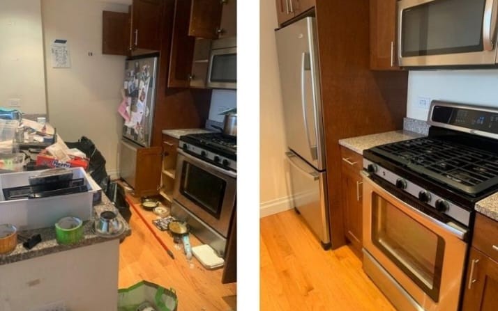 Kitchen deep clean before and after — Glow Up For People